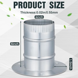 Hicarer Round Ducting Take Off Collar Galvanized Steel Metal Pipe Reducer Air Duct Adapter Connector for Grow Tent Bathroom Kitchen Ventilation Systems(1 Pcs,4 Inch)