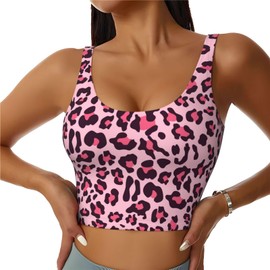 Sports Bras for Women Sports Bra Tank Top Workout Yoga Bra for Yoga Gym Workout Fitness (Cheetah Leopard Print Floral Pink)