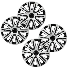 OCPTY Car Wheel Rim Skin 4 Pack 16 inch Cover Hub Caps Hubcap Wheel Cover Gloss Black & Silver Replacements for OEM Steel Wheels, High Grade ABS with Retention Ring