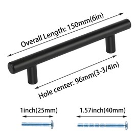 BA64mm Furniture Handles, Black Cabinet Handles, Stainless Steel Kitchen Handles, Black Kitchen Cabinet Door Handles, Ls201bk128 T Handles For Kitchen Cabinets, Bedroom, Bathroom Pack of 10