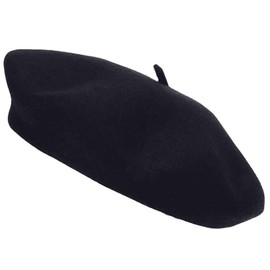 COSHAL® Adult Wool Beret Hat Men Women French Style Berer Hat Plain Classic Color Beret Hat, Unisex Soft Warm Outdoor Vintage Artist Hat Beanie Unisex Cap (Black)
