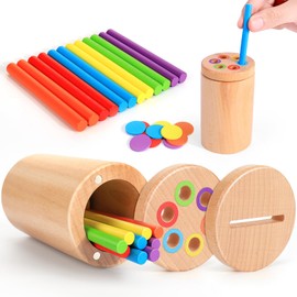 BUSOHA Montessori Toys for 1 2 3 Year Old - Wooden Color Sorting Sensory Toys for Toddlers, Fine Motor Skills Developmental Games, Busy Board Gifts for Baby Boys Girls
