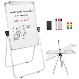 Stand White Board - 40 x 28 Inch Double Sided Magnetic Dry Erase Board with Stand Height Adjustable, Sturdy Aluminum Frame for Home Office Classroom Use