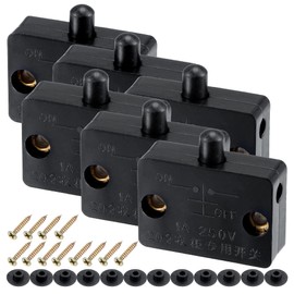 MECCANIXITY Cabinet Lamp Switch AC 110-250V 1A Momentary Normally Closed Door Wardrobe Touch for Household Furniture Cupboard Closet, Black Pack of 6