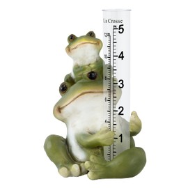 La Crosse 704-4114 5 in. Table Standing Polyresin Frog Rain Gauge