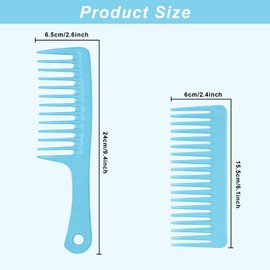 2PCS Wide Tooth Comb for Curly - Large Hair Detangling Comb,Styling Comb for Wet Dry Hair,Hair Care Comb for Women Men,Shampoo Shower Comb (Blue)