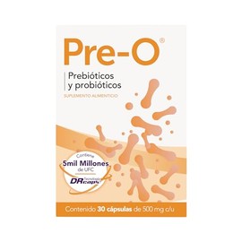 Bomuca - Pre-O 30 Cápsulas, Probióticos y Prebióticos, 5,000 millones de UFC, Tecnología DRCaps, Mejor Digestión y Absorción de Nutrientes