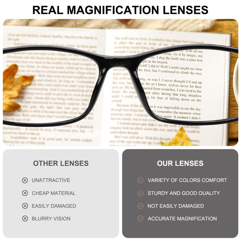 MMOWW 5 Pack Reading Glasses for Women Men Classic Square