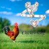 Alphm 925 Sterling Silver Hen Chicken Ring for Women Adjustable