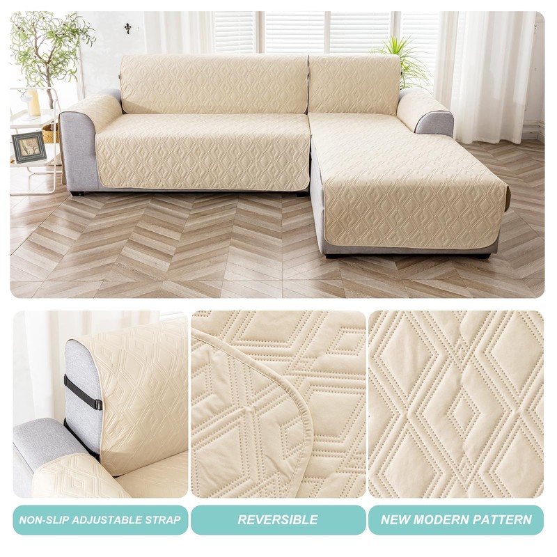 Genina Sectional Couch Covers for Dogs L Shaped Sofa Covers