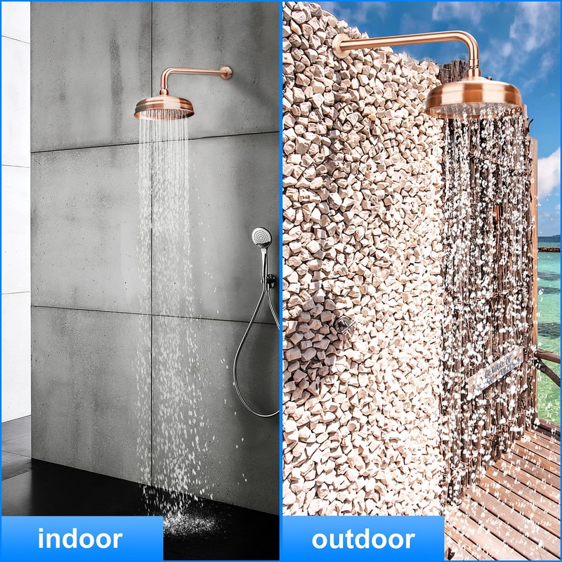 Antique Red Copper Shower Heads Round 8" Rainfall Shower Bathroom