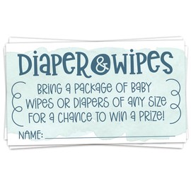 50 Blue Diaper and Wipes Raffle Tickets - Boy Baby Shower Invitation Insert - Game Activity for Baby Shower Guests