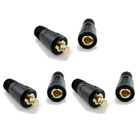 WeldingCity 3-pk Dinse-Type Twist-Lock Insulated Connector Pair (Male/Female) for Welding Cable AWG #6-#3 (16-25mm) | Pack of 3 Pairs