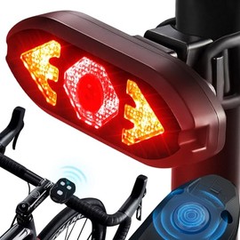 Luz Trasera de Bicicleta con Intermitentes,Direccionales para Bicicleta con Alarma de Giro de 120dB,Control Remoto Inalámbrico,5 Modos de Luz,Recargable USB,Inclinación Ajustable,Ciclismo Seguridad