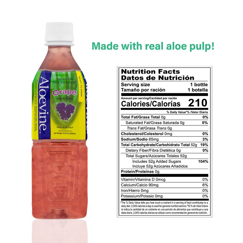 Aloevine Aloe Vera Drink Grape – Drink Aloe Juice with