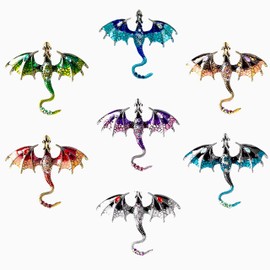 Ucubwfu 7pcs Enamel Alloy Diamond Pterodactyl Brooch, Shirt Sweater Set Jewelry, dragon pin Suit Accessory Pin, Animal Badge Jewelry, Dragon Brooch，dragon accessories Wedding Party Gifts