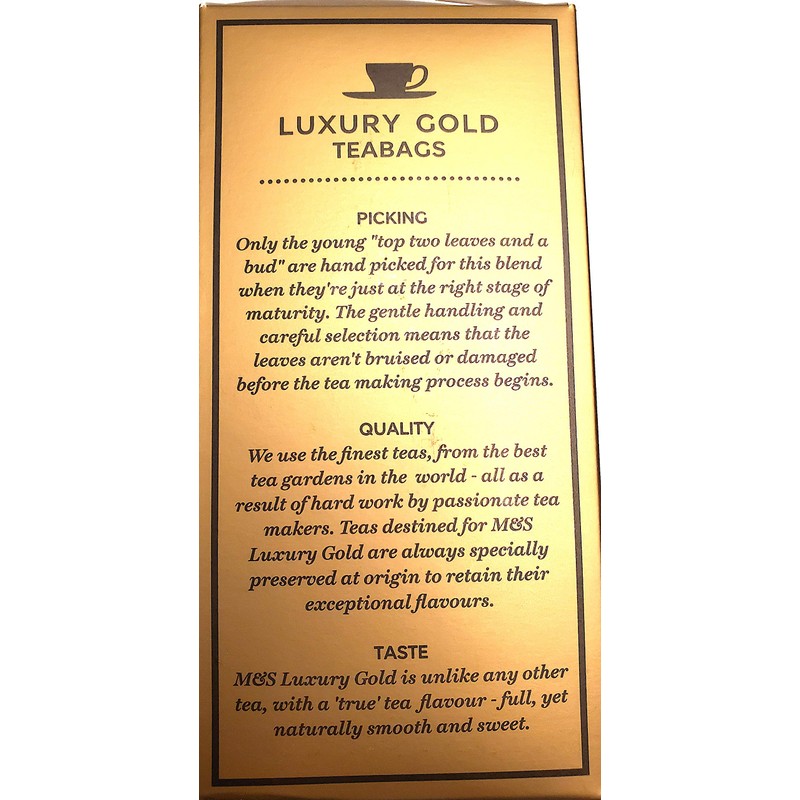 Marks and Spencer UK. Luxury Gold Range Teabags 80 Bags.