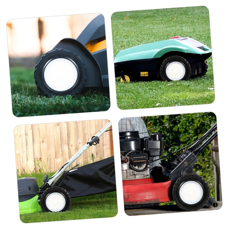 Outanaya 2pcs Solid Mute Rubber Lawn Mower Wheels Heavy-duty Casters