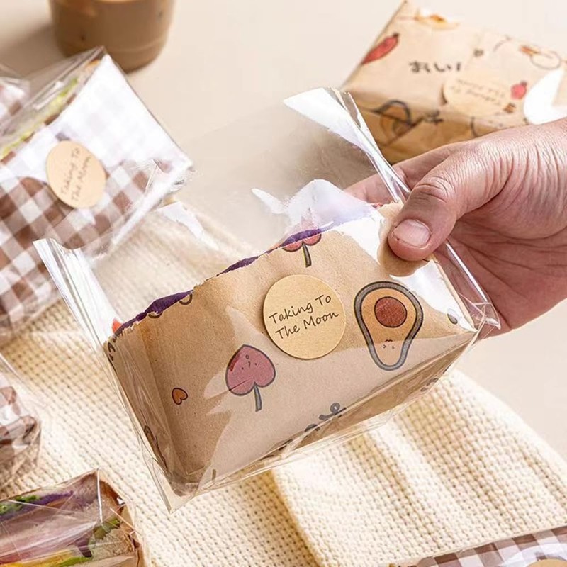 50 Sets Sandwich Packaging with OPP Bags - Food Wrapping