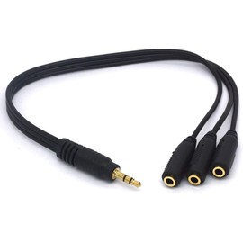 PIIHUSW 3 Way 3.5mm Splitter, Gold-Plated 3.5 (1/8") TRS Male to 3 Female Stereo Audio Cable