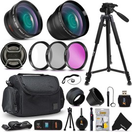 Optimal 21 Piece Accessory Kit for Canon EOS 7D Mark II, 70D 60D EOS Rebel T6i T6S T5i T5 T4i T3 T3i T2i SL1 SL2 EOS M EOS M2 XS XSi XT XTi DSLR Cameras Includes 2 x 58mm Lens Attachments + More