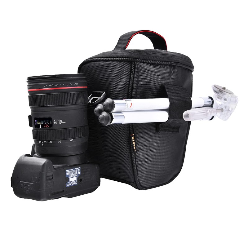 FOSOTO, Shoulder Camera Bag for Canon, Nikon, Sony, PU Leather