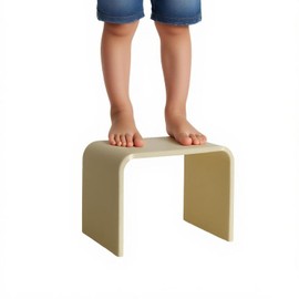 Acrylic Kids' Step Stool – Small Footstool for Bathroom, Kitchen & Bedroom, 12.5”x9.7”x9”, Holds 200lbs, Multi-Use as Toilet Stool, Shower/Water-Resistant Stool, Seating and Placing Items (Off-White)