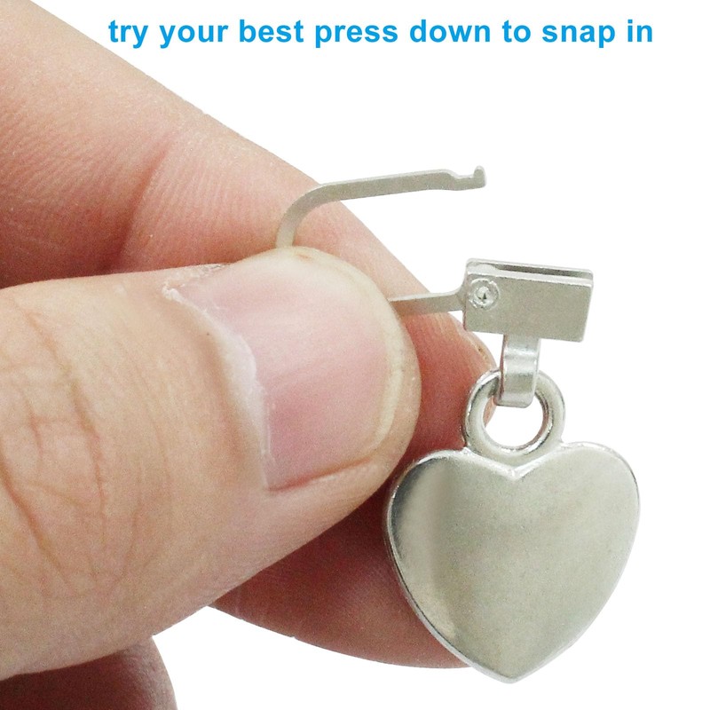 Hitefu 5 Pack Silver Heart Shaped Zipper, Metal Zipper Pull