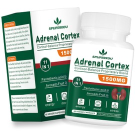 Spliferkou 11-in-1 Adrenal Support Supplement,Cortisol Supplement with Pantothenic Acid and Ashwagandha - Supports Healthy Adrenal Function,Energy and Relaxation- 60 Capsules