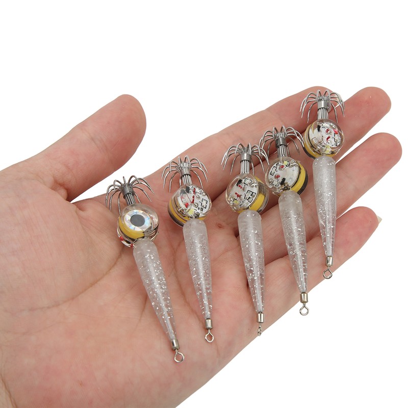 5pcs LED Octopus Hook Strong Penetration High Carbon Steel Electronic