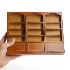 Odoria Dollhouse Bookcase Shelf Miniature: 1/12 Scale Bookshelf Library School Office - Mini Wall Display Cabinet Walnut Antique Retro - Tiny Wood Furniture Victorian Vintage Brown