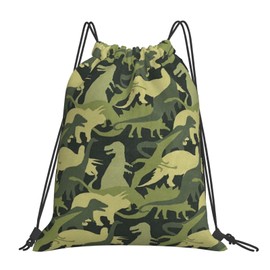 Richugui Dinosaur Drawstring Backpack Funny Drawstring Bags Sports Gym String Bag For Women Men Backpacks Training Yoga Bags