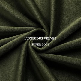 Dchola Olive Green Velvet Curtains for Bedroom Window, Super Soft Vintage Luxury Heavy Drapes, Room Darkening Rod Pocket Curtain for Living Room, W52 by L96 inches, 2 Panels