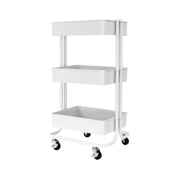 Homestead 3-Tier Metal Rolling Cart - Easy Assembly, Durable Design, and Versatile Storage for Home & Office