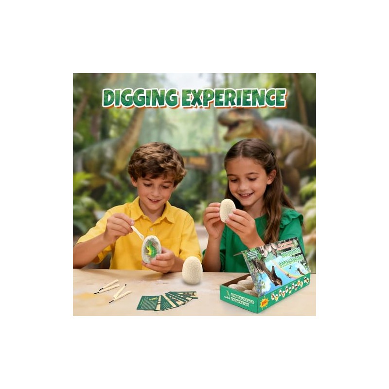 Dino Eggs Dig Kit, 12 Dinosaur Eggs & Unique Dinosaur