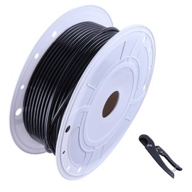 GCESSOIRY Black 1/4 Inch OD Pneumatic Tubing Pipe PU Polyurethane Air Compressor Tubing Hose Pipe Line for Air Compressor Fitting or Water Fluid Transfer, 50 Feet Length