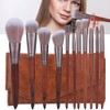 11pcs Artificial Fiber Brush Hair Wooden Handle Facial Makeup Brushes