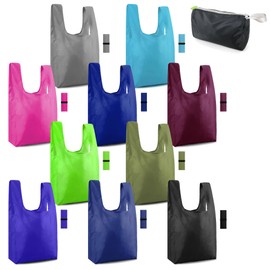 BeeGreen Colorful Reusable Grocery Bags 10 Pack Grocery Bags Reusable Shopping Bags Cloth Gift Bags Foldable Tote Bag Reusable Gift Bags Holiday Bags With Handles Heavy Duty Reusable Tote Bag