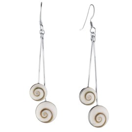 Silverly Women's 925 Sterling Silver White Shiva Eye Shell Dangle Earrings