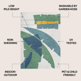 JONATHAN Y TSN403B-3 Shelby Coastal Vintage Abstract Palm Leaf Green/Cream 3 ft. x 5 ft. Indoor/Outdoor Area Rug, Pet Friendly, Non-Shedding, Stain Resistant, Easy-Cleaning for Backyard Patio Porch