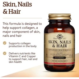 Solgar Skin Nails & Hair Piel Uñas Y Cabello, 60 tabletas Sabor Neutro