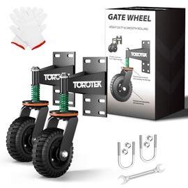 TOROTEK 6" Gate Wheel, Heavy Duty Gate Wheels for Metal Swing Tube Gate Wooden Fence Gates, 500lb Capacity Dust Prevention Gate Casters with Screws & Screwdriver 360 Degree Rotation, 2 Pack