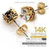 KZZENKI Crown Gold Earrings for Men Black and Gold Stud