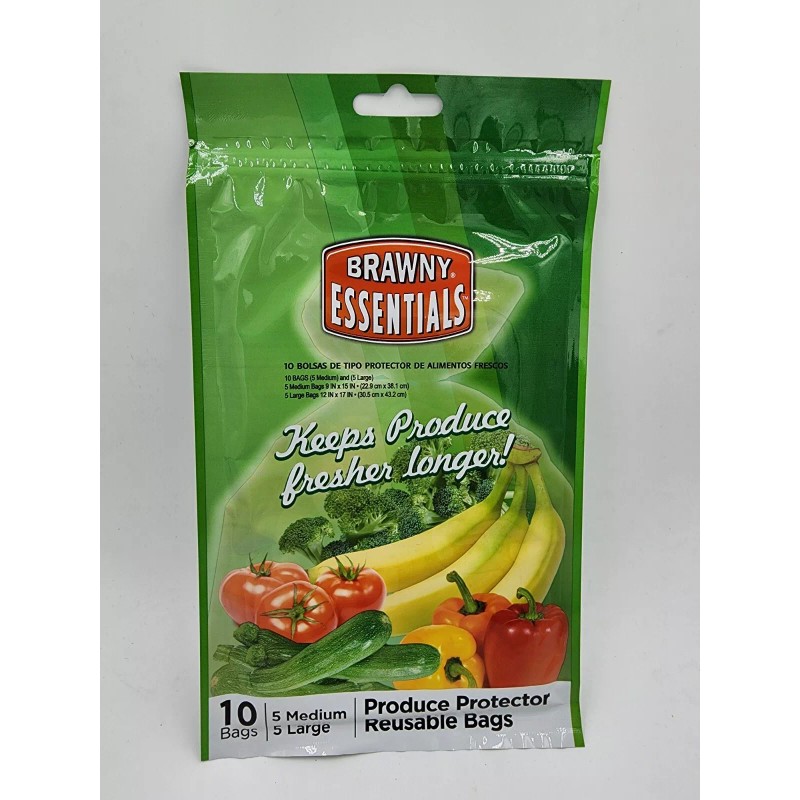 Brawny Produce Protector Bags Keep Fresh Longer 10ct Fruits Vegetables