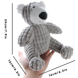 Dog Squeaky Toy, IFOYO Durable Dog Squeaker Toy 7.9 x 6.3 Inch Cute Sitting Bear Shaped Dog Interactive Toy Unique Tough Cloth Stuffed Dog Toy for Boredom