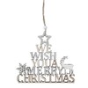 Christmas Wooden Merry Christmas Hanging Sign with Reindeer and Snowflake