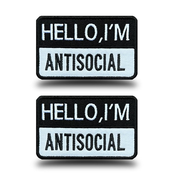 Antrix 2 Pack Hello I'm Antisocial Tactical Funny Biker Patch
