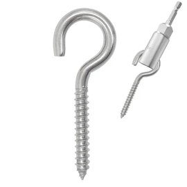 304 Stainless Steel Screw-in Hooks, Heavy-Duty Eye Hooks for Wood, Christmas Lighting (14 pcs + 1/4" Hex Shank Wing Nut Driver)