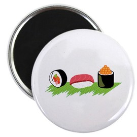 CafePress Maki Nigiri Ikura Sushi Magnets 2.25" Round Magnet, Refrigerator Magnet