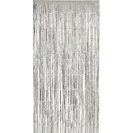Allgala 4 Pack Silver Metalic Tinsel Party Photo Backdrop Curtain 3.3x6.6 FT (1x2M) Photo Booth Background Curtains Door Fringe Décor Party Streamer for Birthday Graduation New Year Eve
